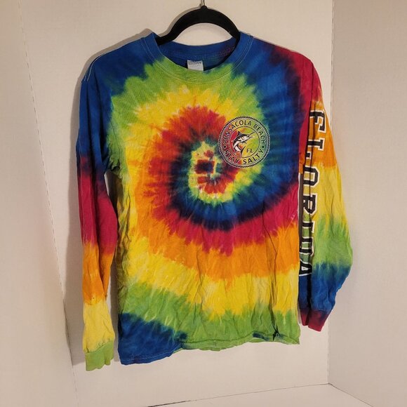 Stay Salty Small Long Sleeve Tie Dye Pensacola Beach FL Tee Gulf Cost Outfitter - Picture 1 of 16